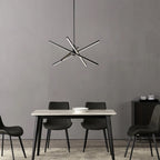 Lustre moderne en aluminium noir et or avec éclairage LED linéaire de type Sputnik, suspension pour salon/salle à manger/cuisine