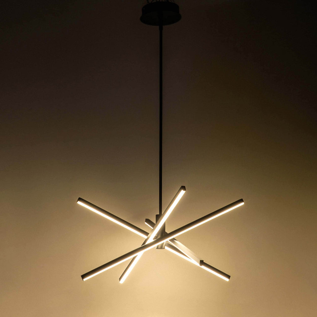 Lustre moderne en aluminium noir et or avec éclairage LED linéaire de type Sputnik, suspension pour salon/salle à manger/cuisine