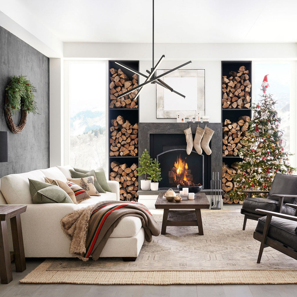 Lustre moderne en aluminium noir et or avec éclairage LED linéaire de type Sputnik, suspension pour salon/salle à manger/cuisine