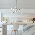 Lustre moderne en aluminium noir et or avec éclairage LED linéaire de type Sputnik, suspension pour salon/salle à manger/cuisine