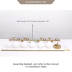 Lustre linéaire moderne du milieu du siècle de 101,6 cm (40 po), suspension Sputnik en laiton doré à 16 lumières avec globe en verre dépoli pour salle à manger