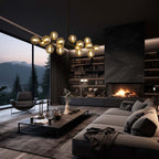 Lustre linéaire moderne du milieu du siècle de 101,6 cm (40 po), suspension Sputnik en laiton doré à 16 lumières avec globe en verre dépoli pour salle à manger