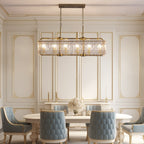 Lustre rectangulaire moderne linéaire en cristal de 101,6 cm (40 po), 16 lumières, laiton doré, idéal pour salle à manger, salon ou îlot de cuisine.