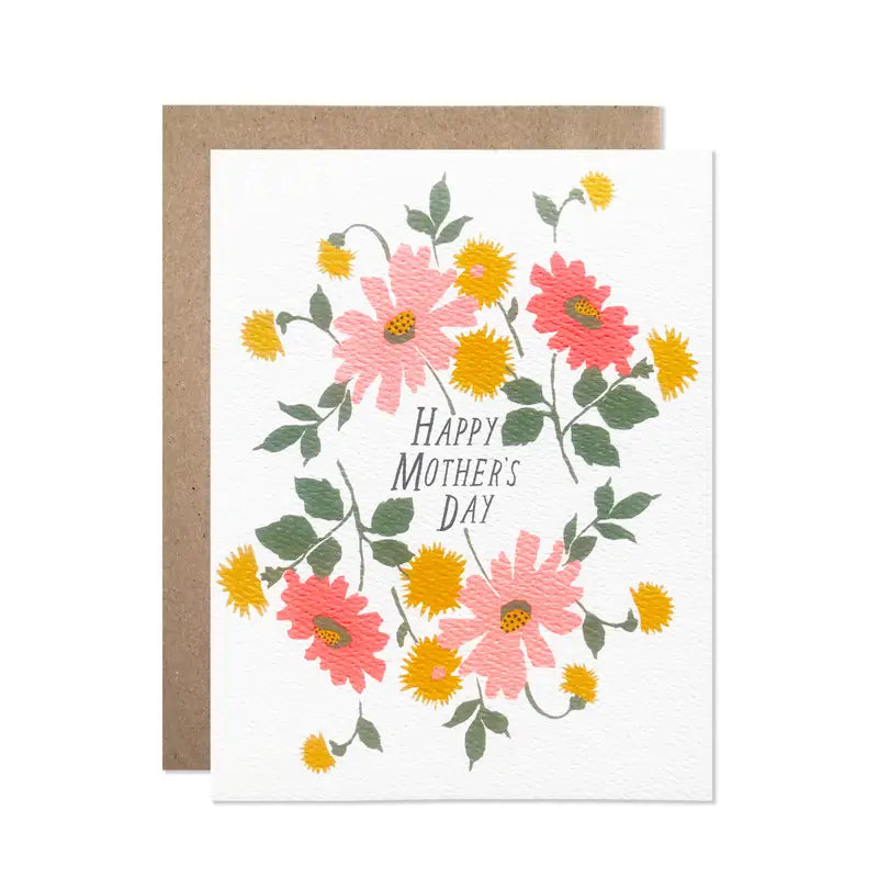 Carte de vœux pour la fête des mères avec bouquet