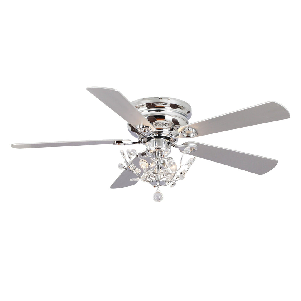 Ventilateur de plafond moderne réversible à 5 pales en cristal de 48 pouces avec télécommande
