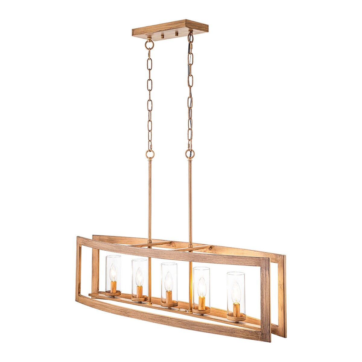 Suspension linéaire industrielle moderne du milieu du siècle à 5 lumières pour îlot de cuisine, lustre vintage rectangulaire en verre