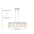 Lustre rectangulaire en cristal à 5 ​​lumières, style moderne du milieu du siècle, 94 cm (37 po), pour salle à manger.