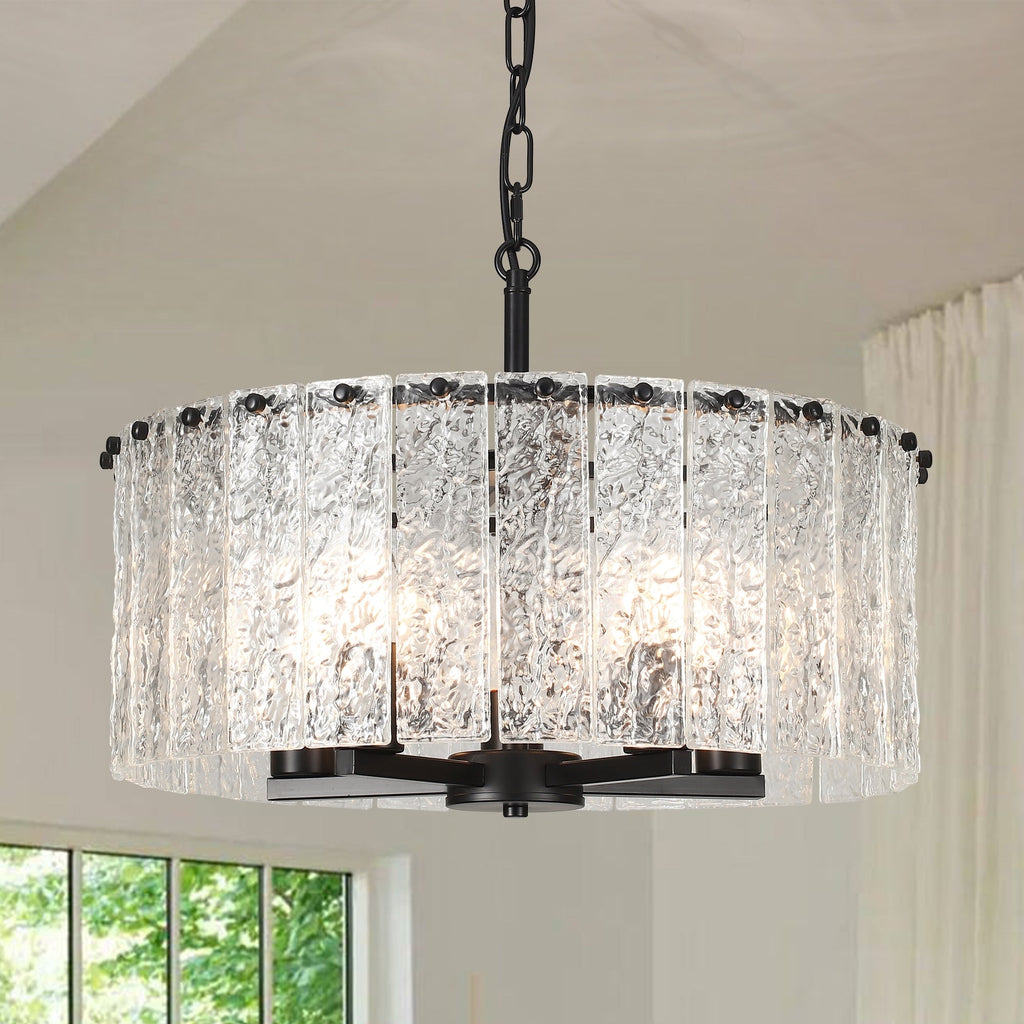 Lustre moderne rond à 5 lumières, style tambour, plafonnier semi-encastré classique, suspension pour îlot de cuisine ou salle à manger