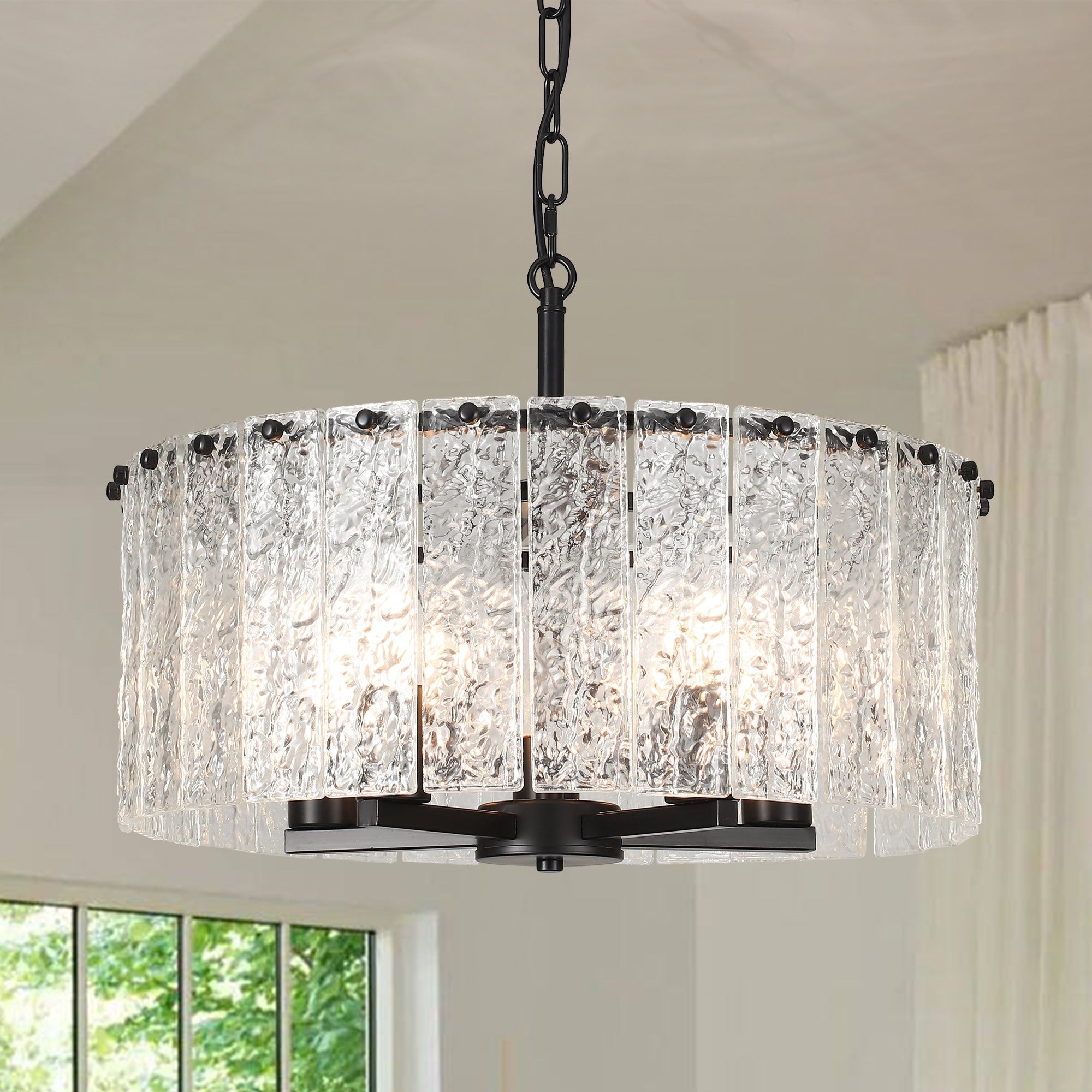 Lustre moderne rond à 5 lumières, style tambour, plafonnier semi-encastré classique, suspension pour îlot de cuisine ou salle à manger