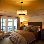 Lustre moderne rond à 5 lumières, style tambour, plafonnier semi-encastré classique, suspension pour îlot de cuisine ou salle à manger