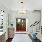 Lustre moderne rond à 5 lumières, style tambour, plafonnier semi-encastré classique, suspension pour îlot de cuisine ou salle à manger