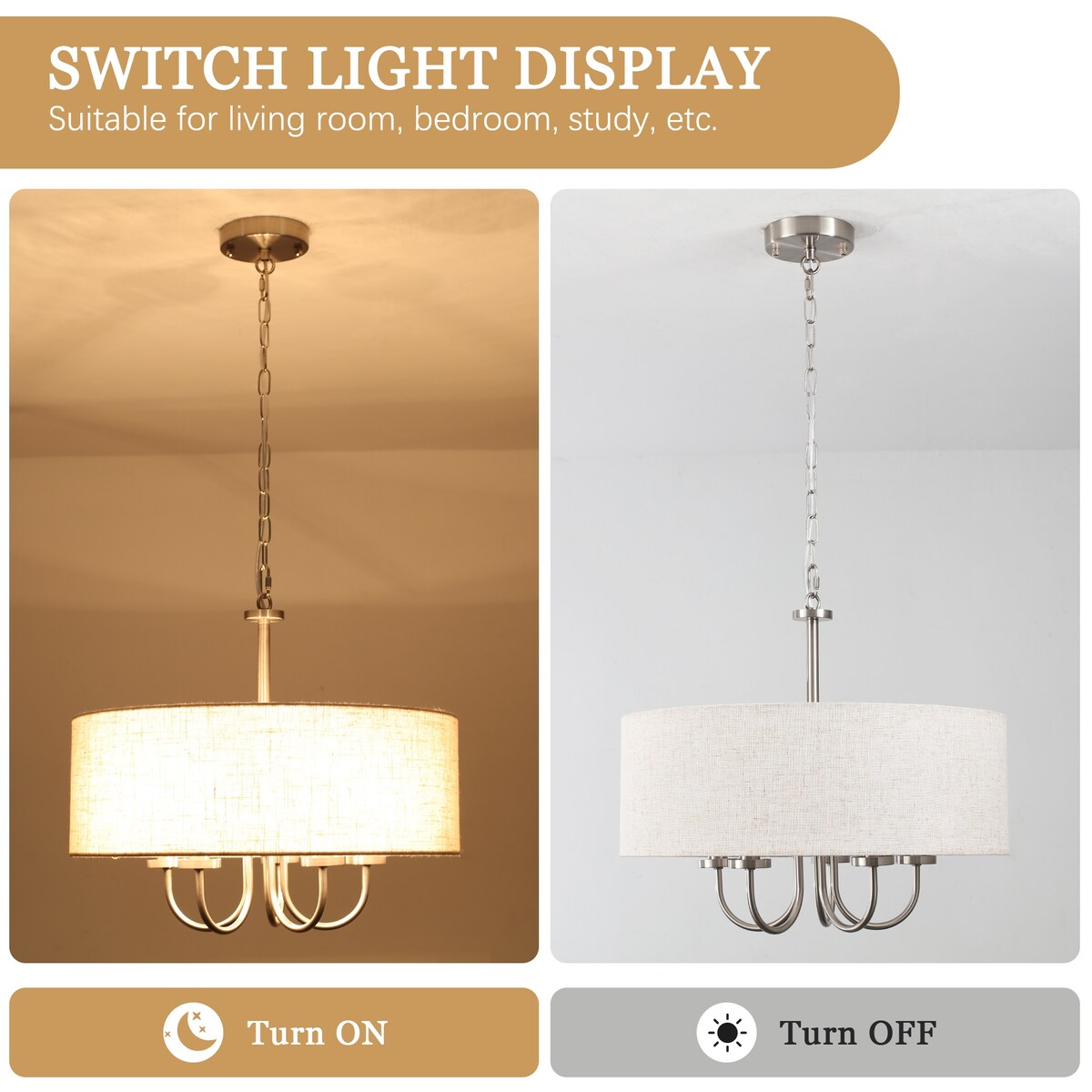 Plafonnier semi-encastré moderne à 5 lumières pour salle à manger, chambres et salon - Non applicable