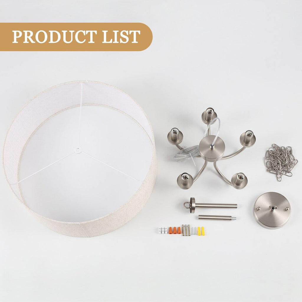 Plafonnier semi-encastré moderne à 5 lumières pour salle à manger, chambres et salon - Non applicable