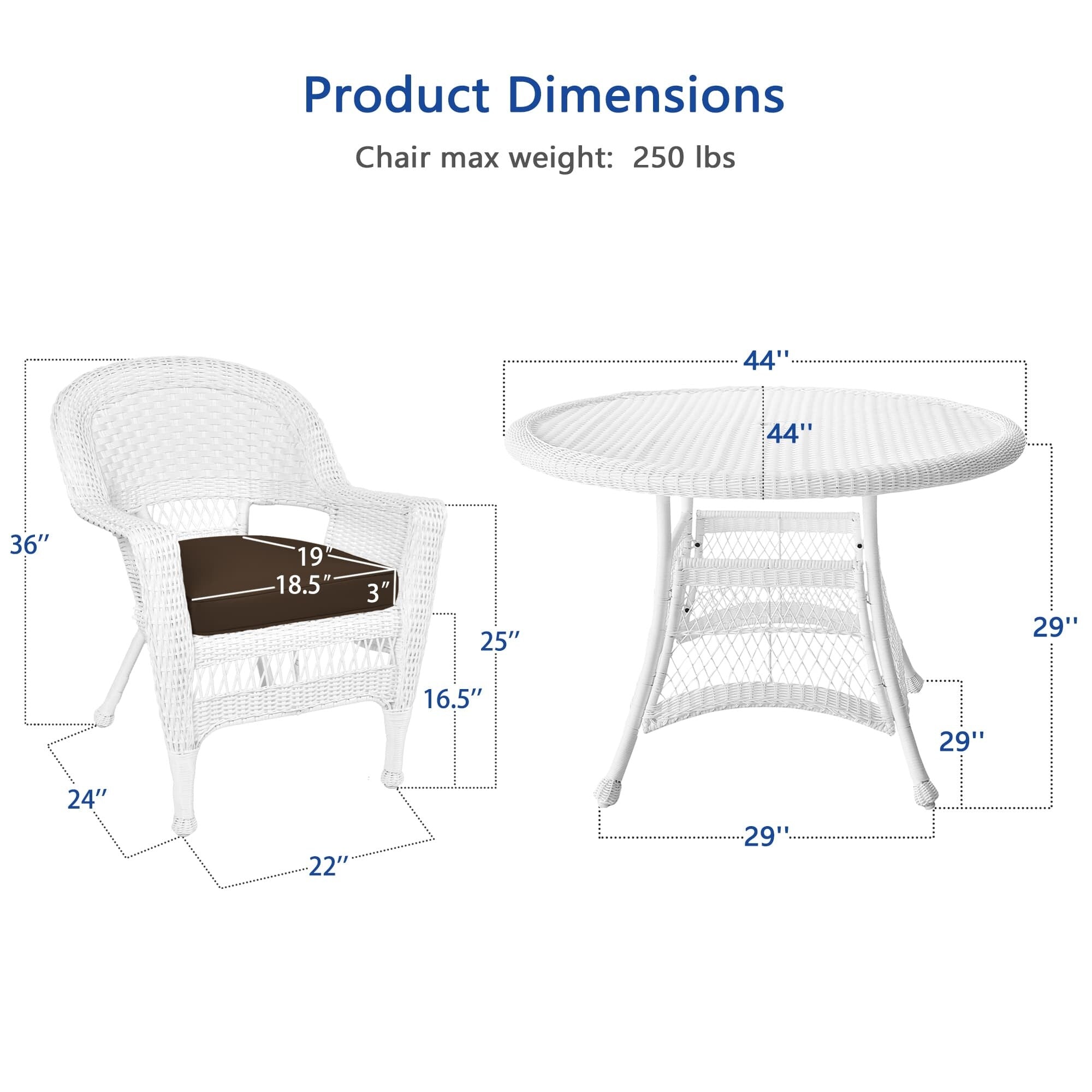 Ensemble de salle à manger 5 pièces en résine tressée blanche