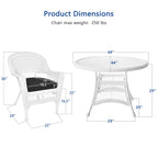 Ensemble de salle à manger 5 pièces en résine tressée blanche