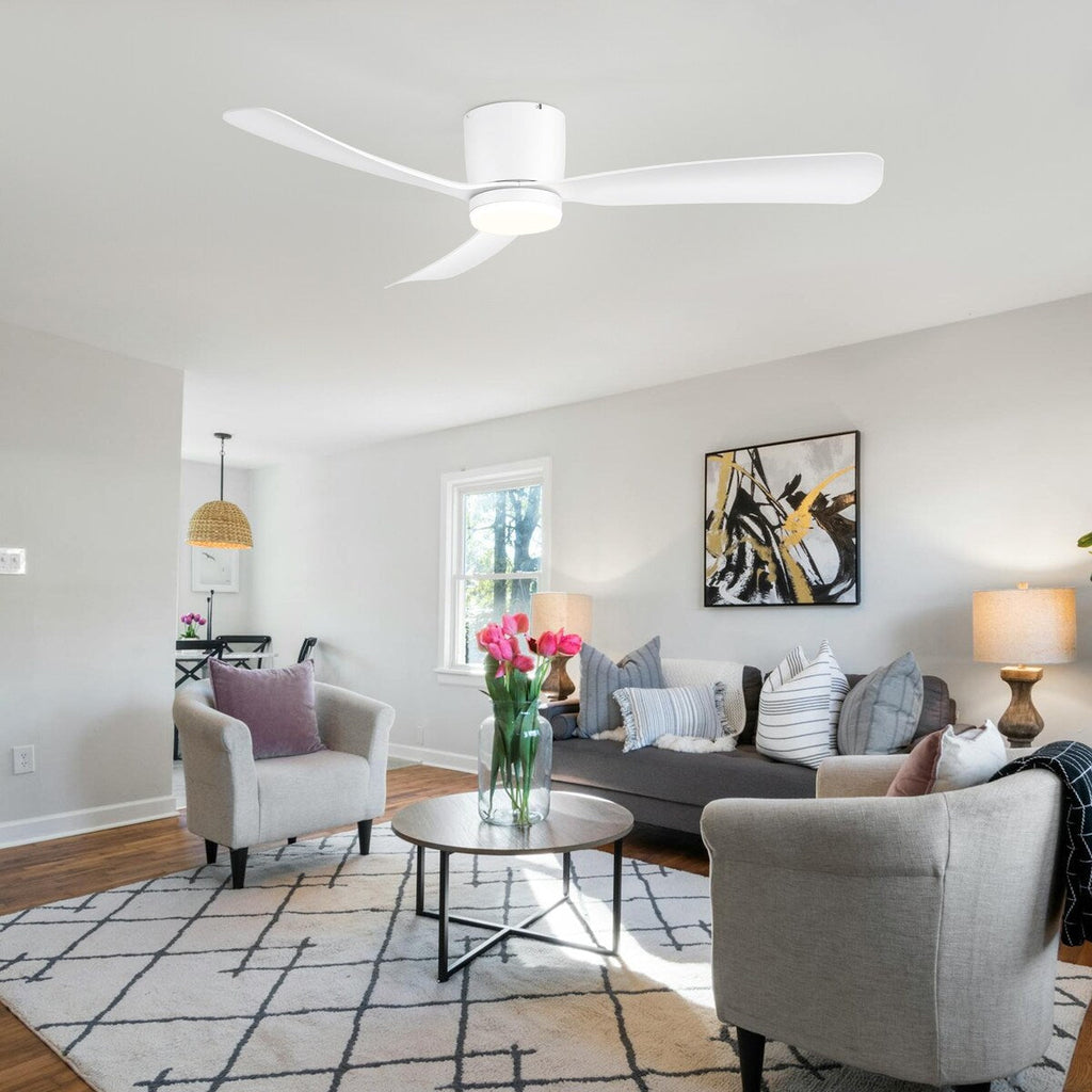 Ventilateur de plafond encastré noir/blanc de 52 pouces avec télécommande et éclairage LED (3 pales)