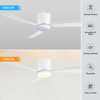 Ventilateur de plafond encastré noir/blanc de 52 pouces avec télécommande et éclairage LED (3 pales)