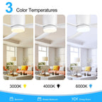 Ventilateur de plafond encastré noir/blanc de 52 pouces avec télécommande et éclairage LED (3 pales)