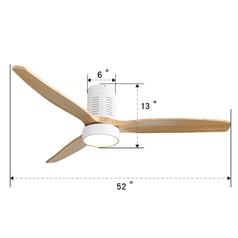 Ventilateur de plafond encastré de style campagnard de 132 cm (52 ​​pouces) avec lumière et télécommande, moteur CC réversible