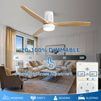 Ventilateur de plafond encastré de style campagnard de 132 cm (52 ​​pouces) avec lumière et télécommande, moteur CC réversible