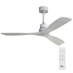 Ventilateur de plafond moderne de 132 cm (52 ​​pouces) en bois massif et ABS avec télécommande (sans éclairage), 6 vitesses de ventilation et flux d'air réversible.