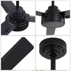 Ventilateur de plafond moderne de 132 cm (52 ​​pouces) en bois massif et ABS avec télécommande (sans éclairage), 6 vitesses de ventilation et flux d'air réversible.