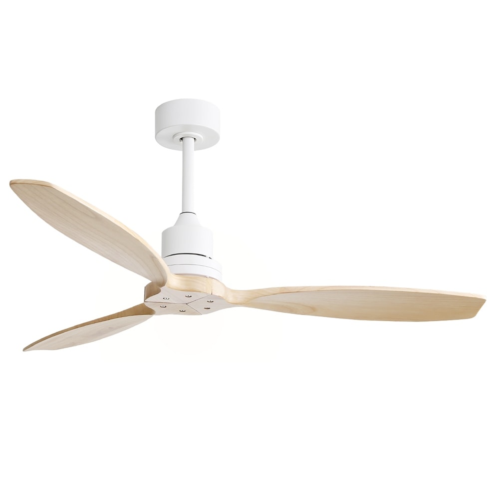 Ventilateur de plafond moderne de 132 cm (52 ​​pouces) en bois massif et ABS avec télécommande (sans éclairage), 6 vitesses de ventilation et flux d'air réversible.