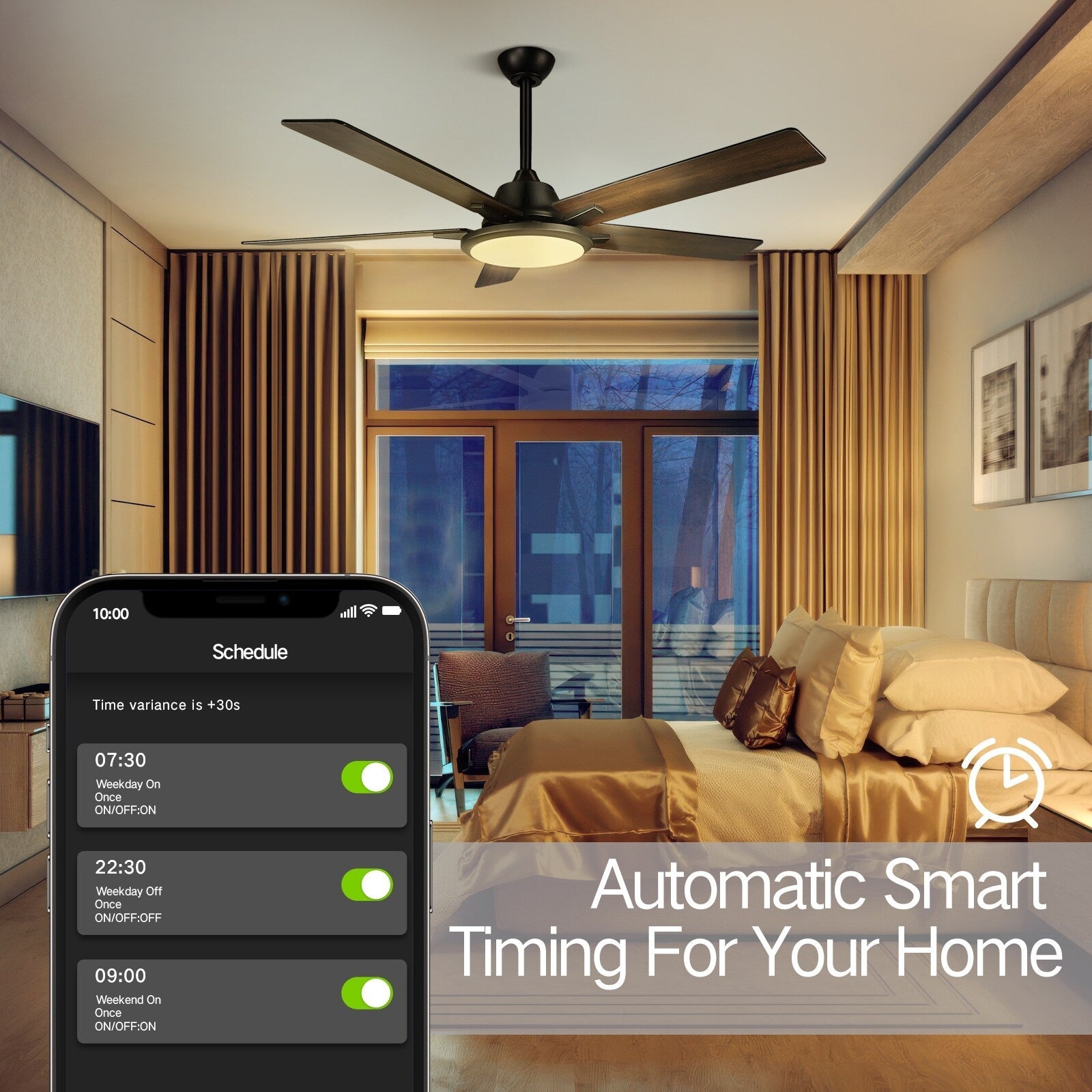 Ventilateurs de plafond modernes 52 pouces avec éclairage et télécommande, LED à intensité variable