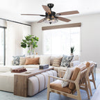 Ventilateur de plafond décoratif industriel en verre noir bullé de 52 pouces avec télécommande et kit d'éclairage