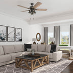 Ventilateur de plafond LED style ferme 52 pouces Prominence Home Sivan Bronze avec télécommande et éclairage