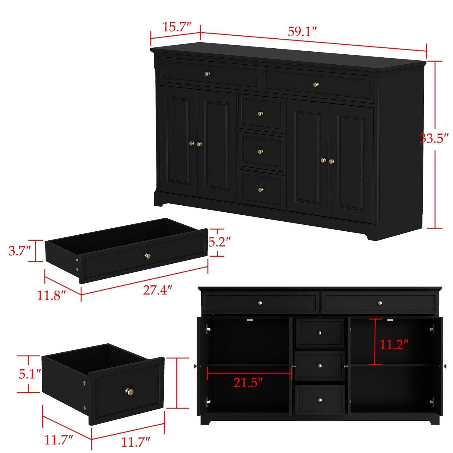 Buffet blanc laqué de style moderne et contemporain du milieu du siècle, 150 cm