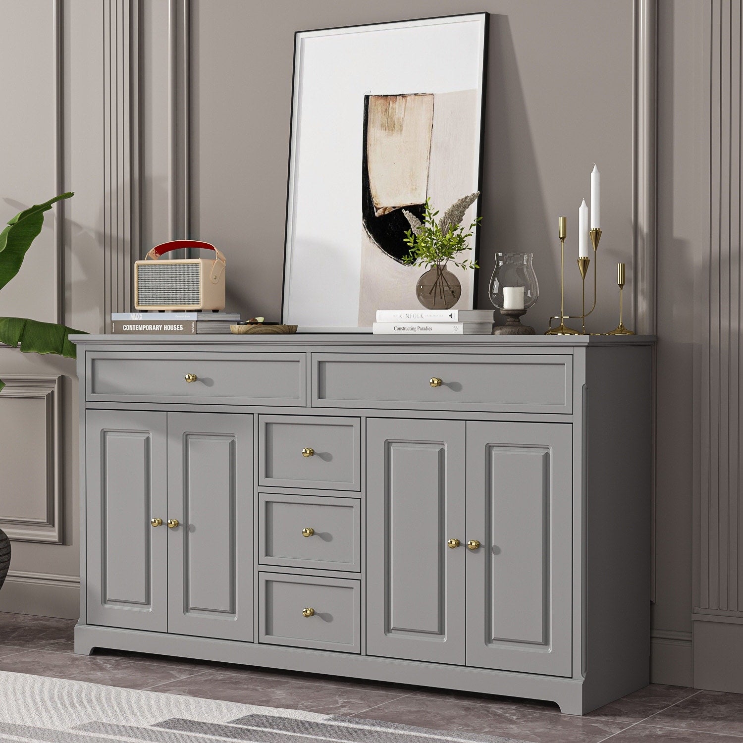 Buffet blanc laqué de style moderne et contemporain du milieu du siècle, 150 cm