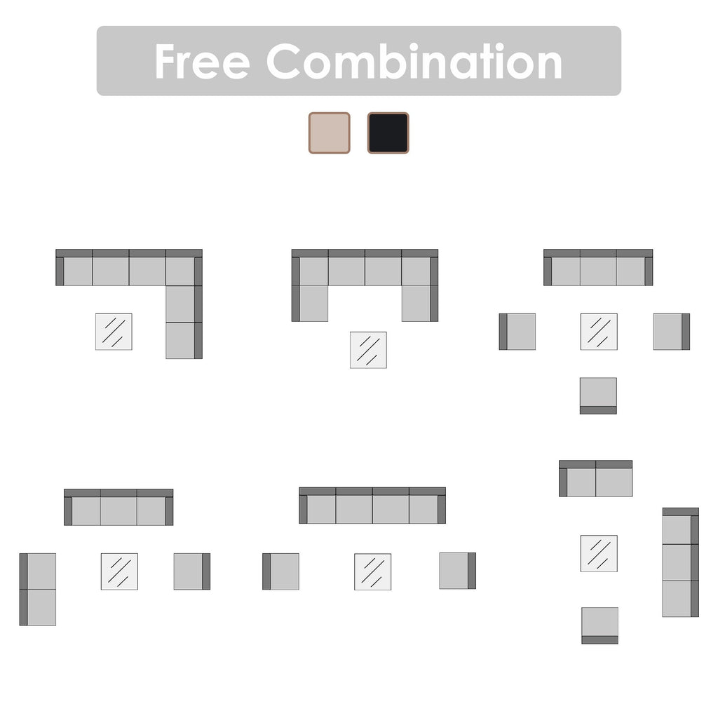 Ensemble de sièges d'extérieur modulables 6 personnes avec coussins