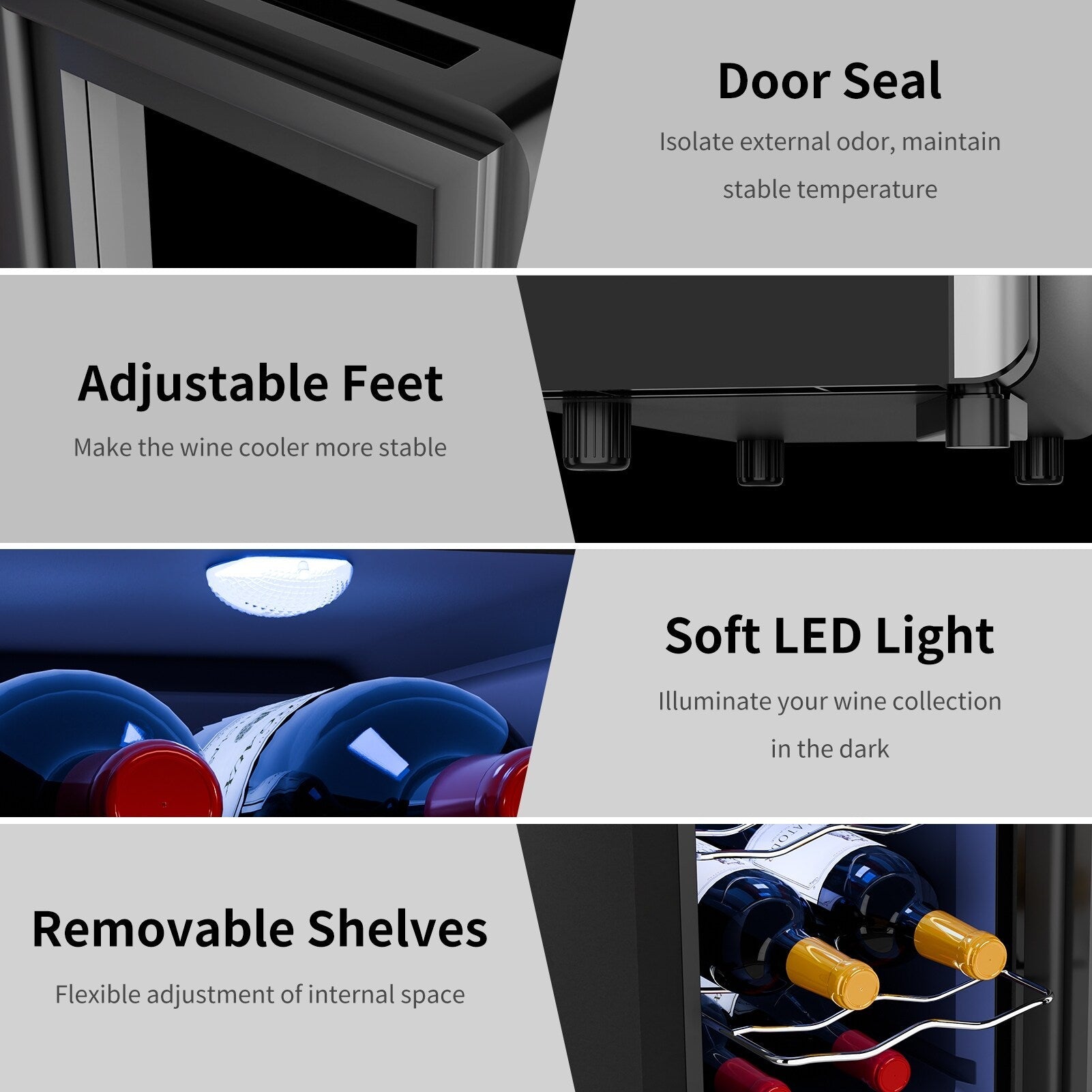 Cave à vin 6 bouteilles (8-19 °C), mini-réfrigérateur à boissons autonome pour l'été, cave à vin avec contrôle de température