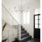 Lustre minimaliste à 6 lumières de 162,5 cm (64 pouces) en noir mat/or/chrome - Non disponible