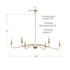 Lustre minimaliste français classique à 6 lumières avec éclairage de style bougie