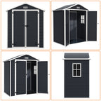 Abri de jardin en résine plastique tout temps avec plancher, dimensions : 1,83 m x 1,22 m / 1,83 m x 2,44 m / 2,44 m x 1,83 m / 2,44 m x 3,05 m.