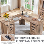 Bureau d'angle en bois style ferme, 60 pouces, pour ordinateur