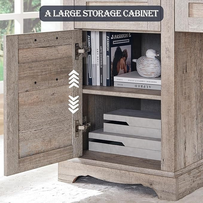 Bureau d'angle en bois style ferme, 60 pouces, pour ordinateur