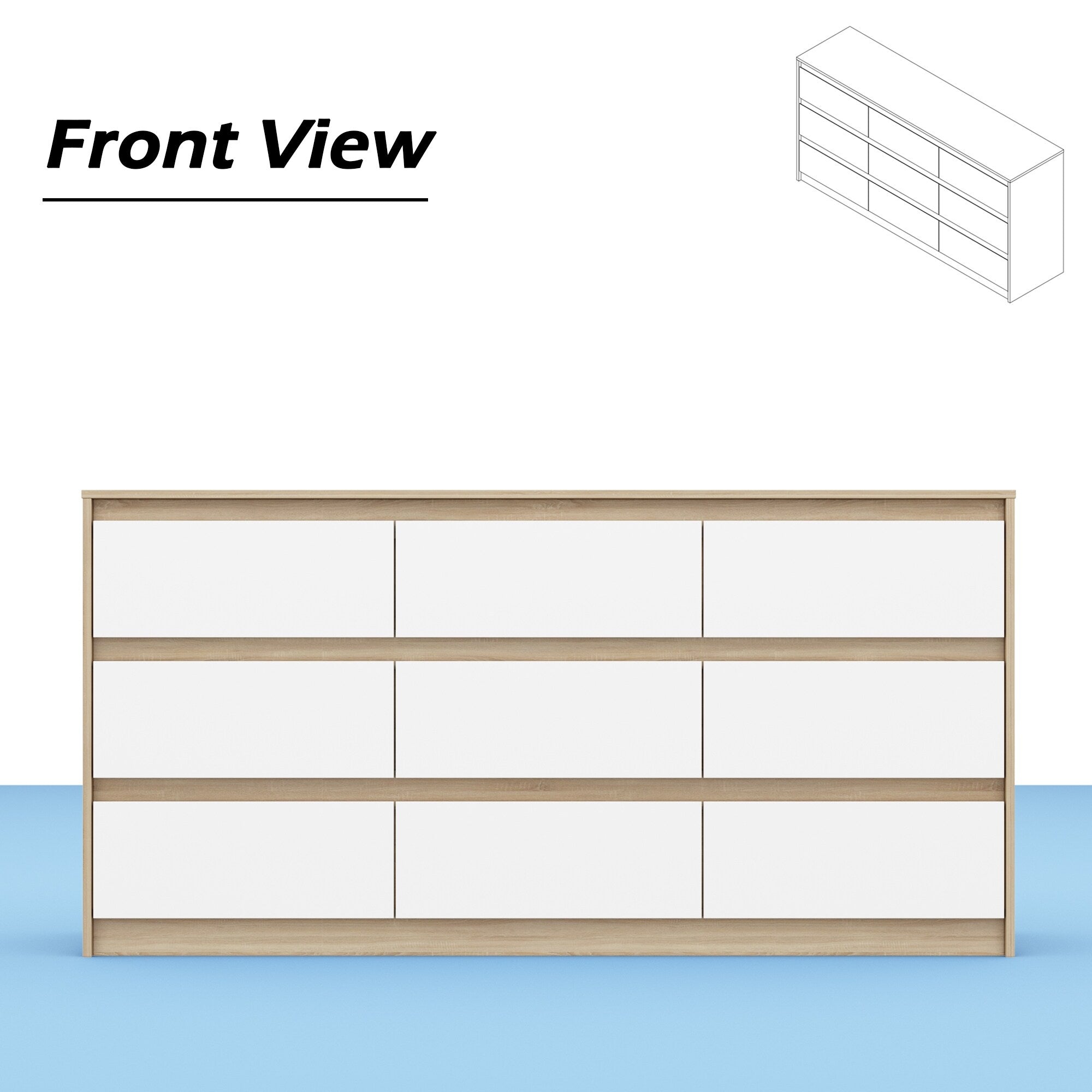 Commode d'appoint 63W à 9 tiroirs pour salon ou chambre