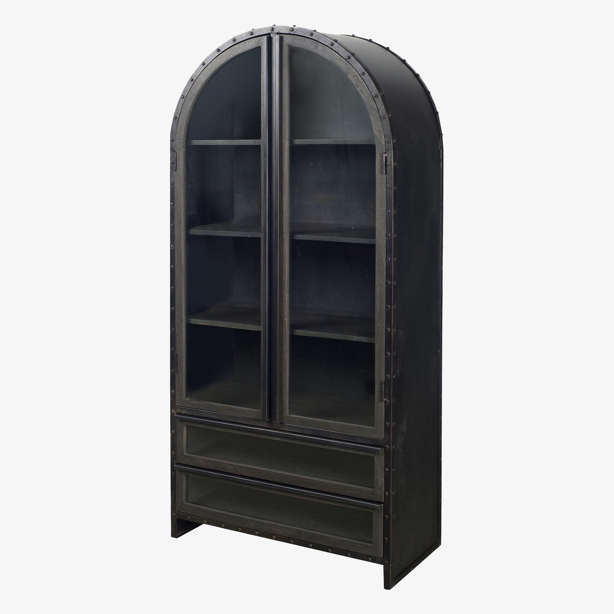Armoire Abby en bois de manguier graphite et acier