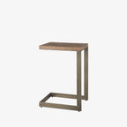 Table d'appoint Faye en bois foncé et nickel antique