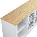 Meuble TV rustique décoratif à motif floral de 70 pouces, pouvant accueillir des téléviseurs jusqu'à 80 pouces.