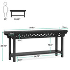 Console longue de style campagnard en bois massif de 70,8 pouces, table basse