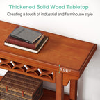 Console longue de style campagnard en bois massif de 70,8 pouces, table basse