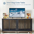 Meuble TV pour cage pour chien de grande race de 70,86 pouces avec coussin et double compartiment (coussin non inclus)