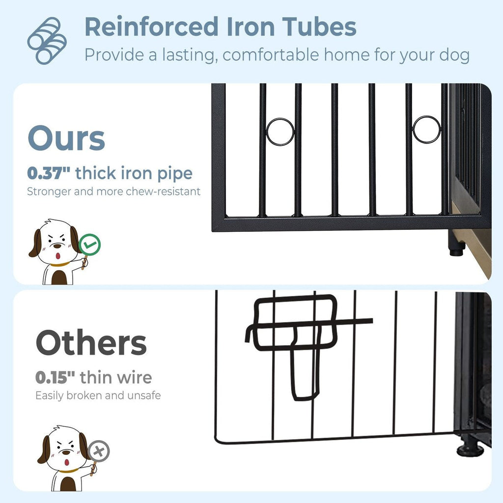 Meuble TV pour cage pour chien de grande race de 70,86 pouces avec coussin et double compartiment (coussin non inclus)