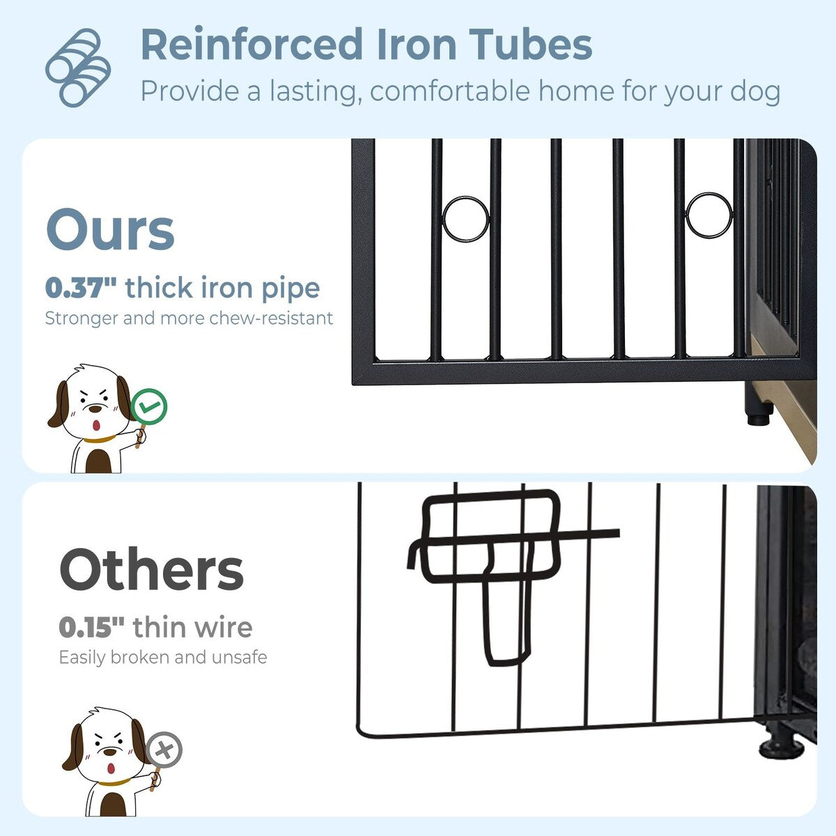 Meuble TV pour cage pour chien de grande race de 70,86 pouces avec coussin et double compartiment (coussin non inclus)