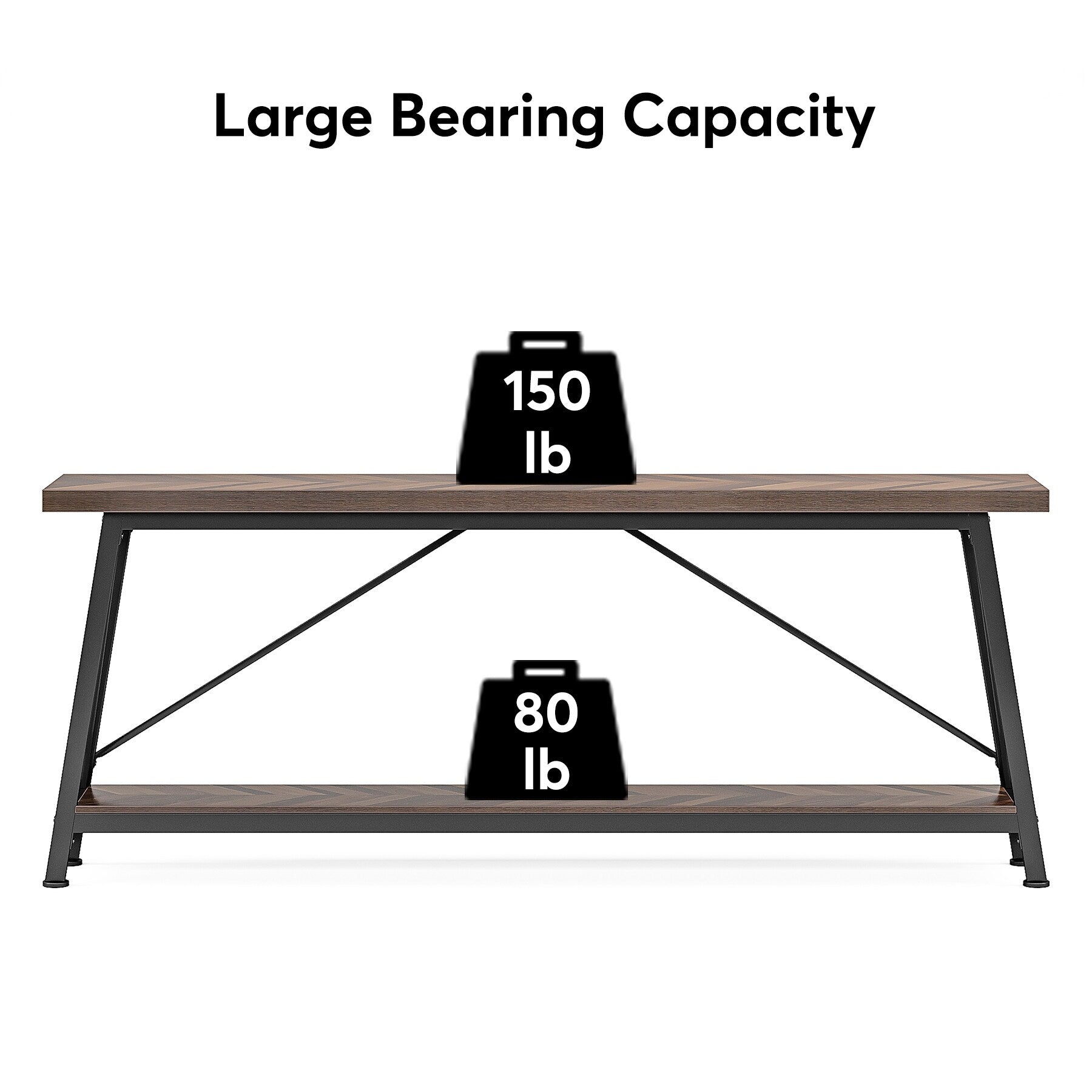 Table console extra longue de 70,9 pouces, style industriel.