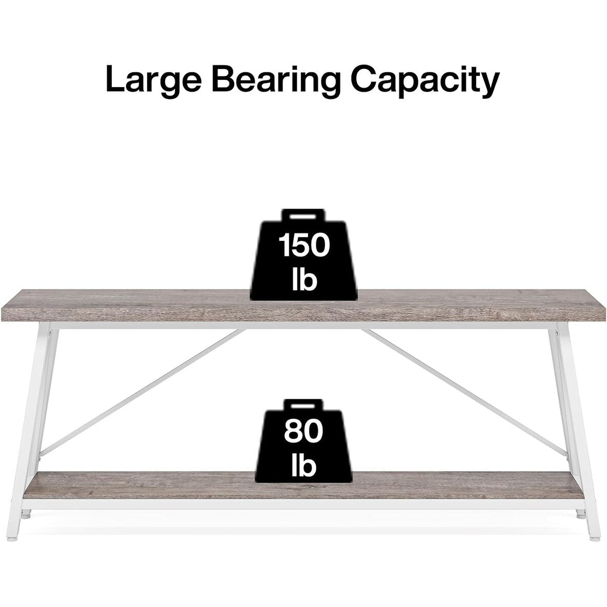 Table console extra longue de 70,9 pouces, style industriel.